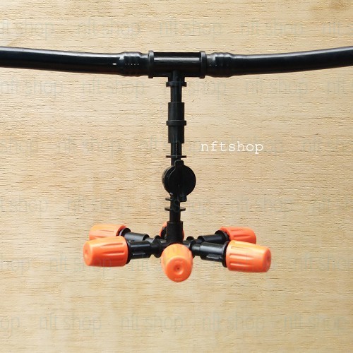 Anti Drip Six Way Sprinkler Nozzle Misting Tee Selang 12mm